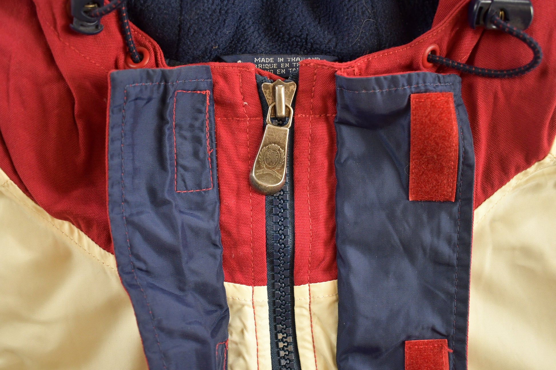 Vintage 1990s Tommy Hilfiger Flag Patch Color Block Windbreaker Jacket