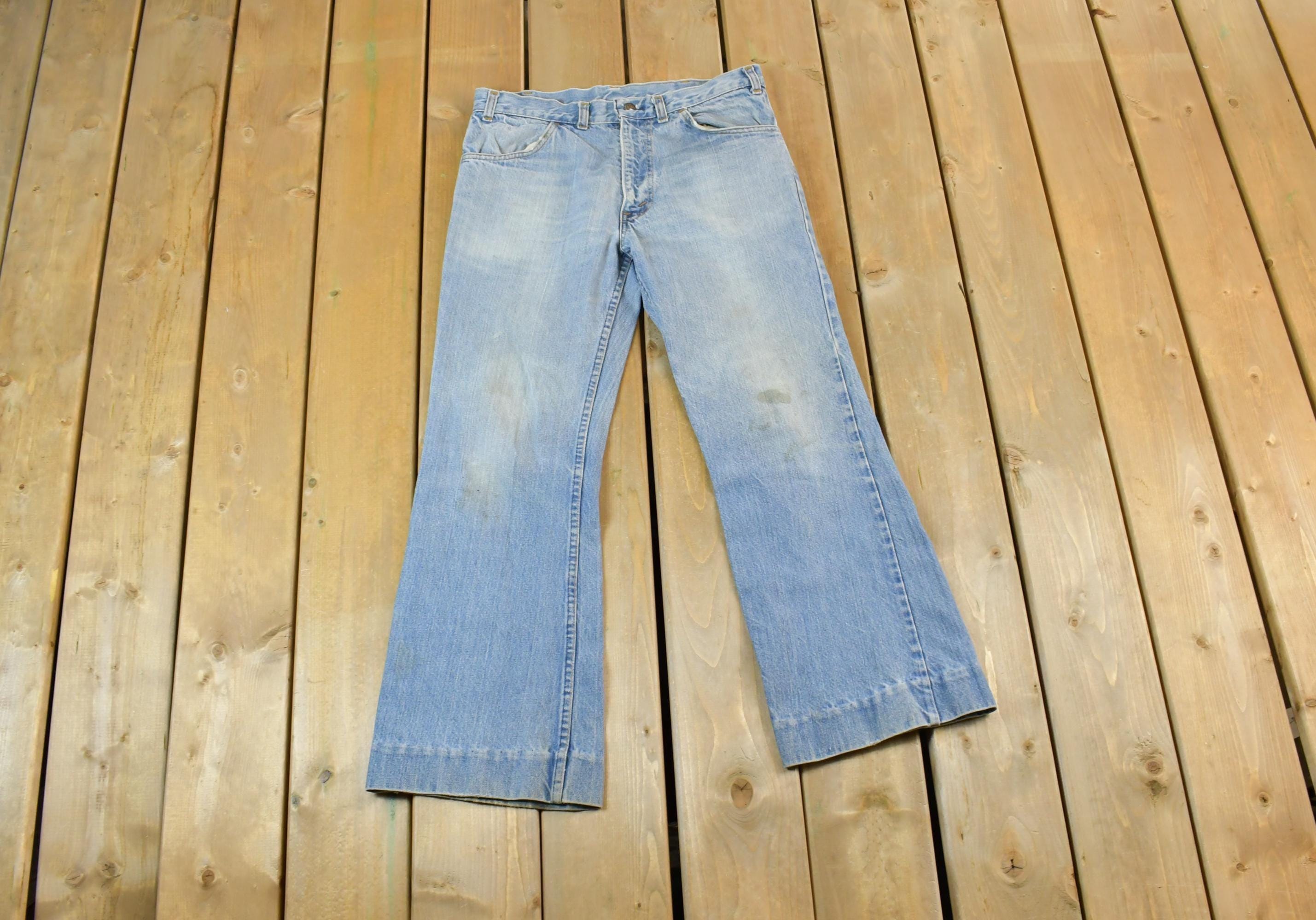 Vintage 1990s Levi Strauss Orange Tab Denim Bell Bottom Wide Leg Jeans Size 32 x 27