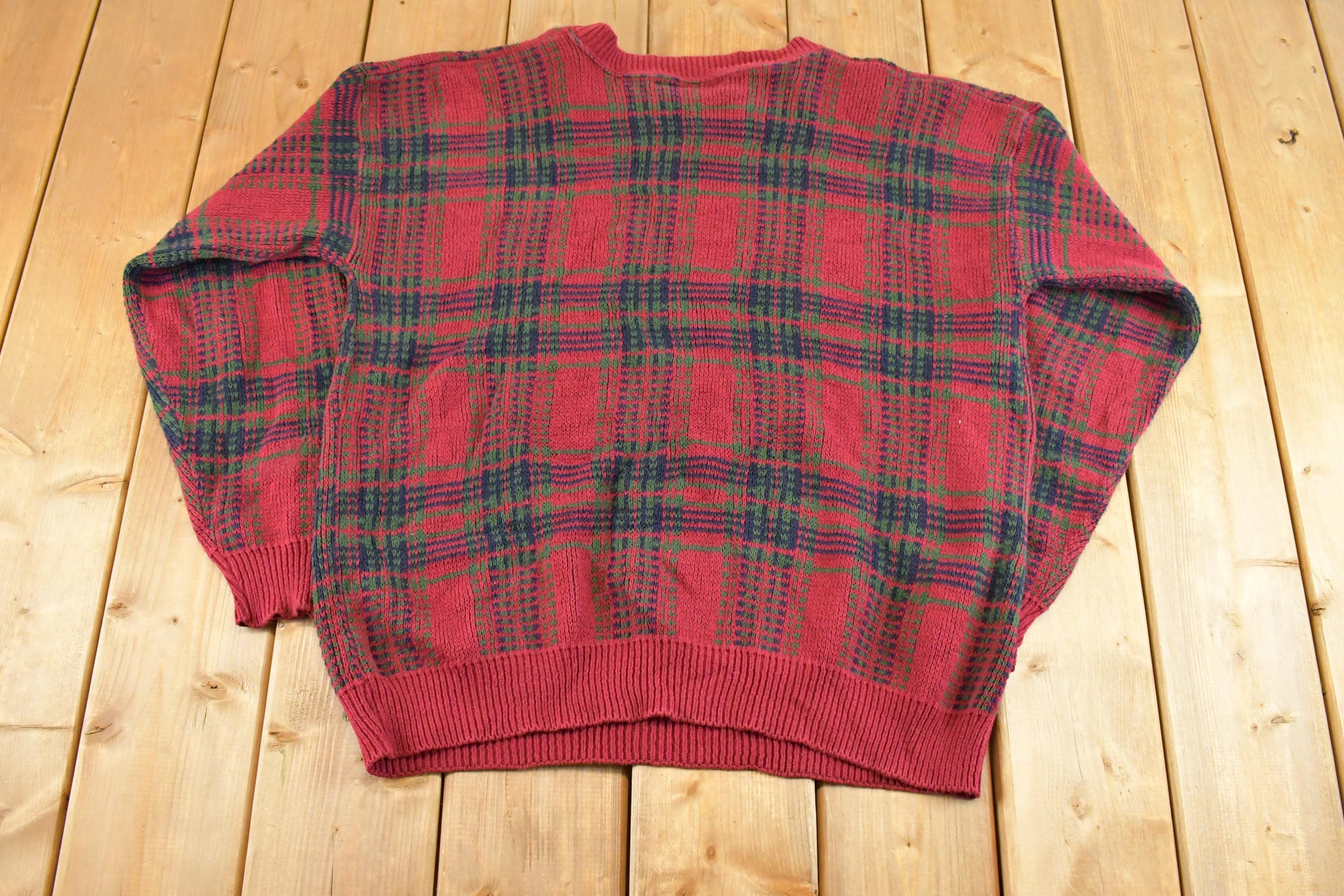 Vintage 1990s Harbour Classics Knit Crewneck Sweater Mens L  90's Abstract Pattern 3D Knitted Sweatshirt