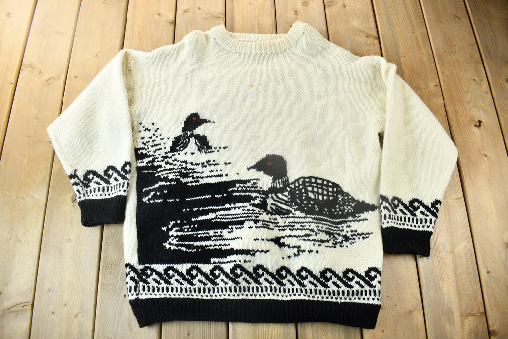 Vintage 1990s Duck Embroidered Knit Crewneck Sweater
