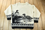 Vintage 1990s Duck Embroidered Knit Crewneck Sweater