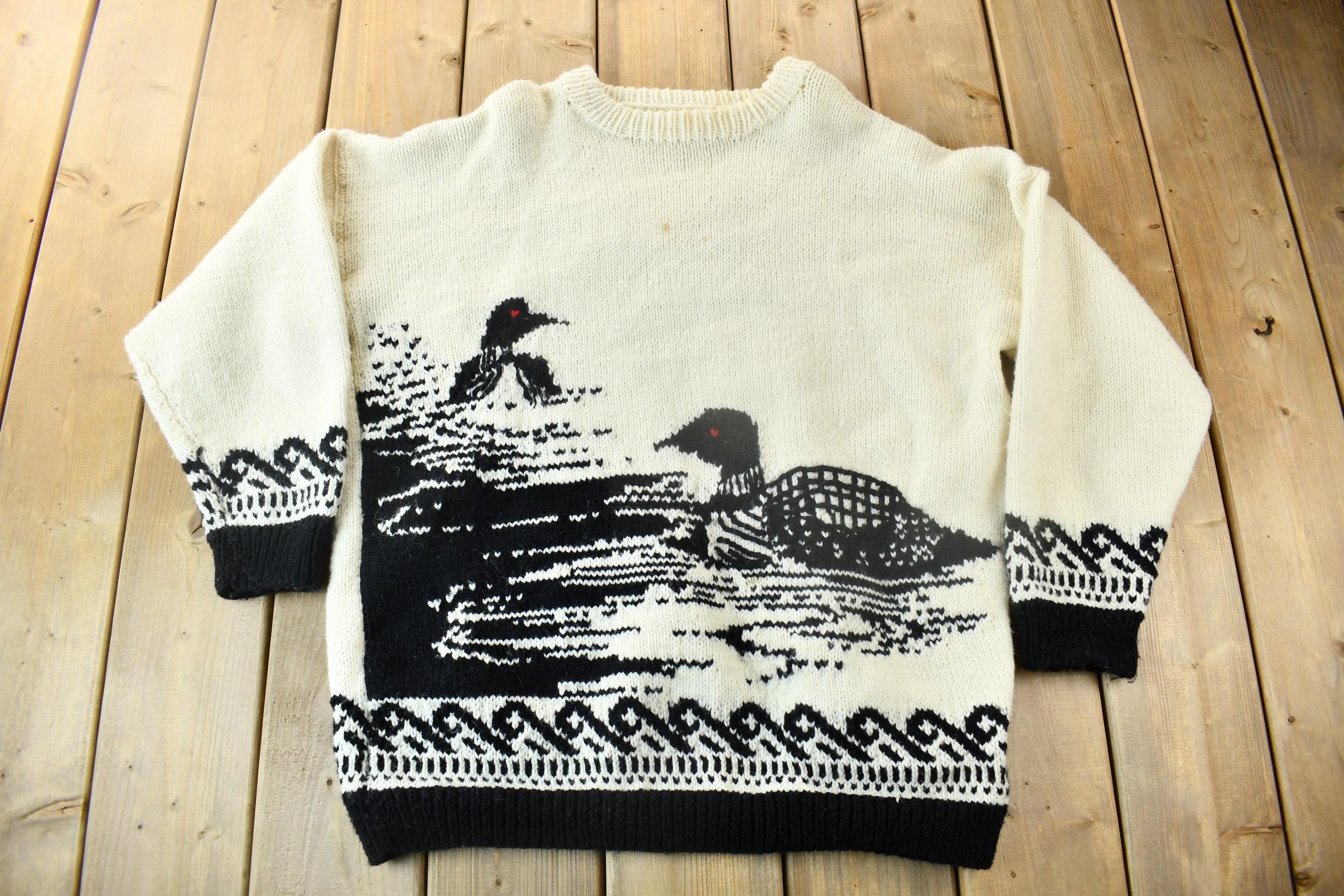 Vintage 1990s Duck Embroidered Knit Crewneck Sweater
