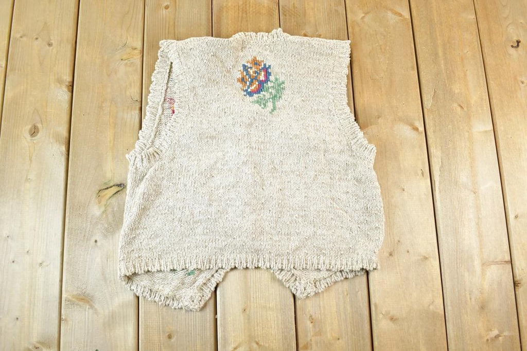 Vintage 1990s Teddi Abstract Knit Cardigan Sweater Vest Womens S