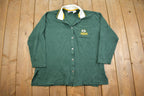 Vintage 1990s Green Bay Packers Button Up Rugby Style NFL Football Sweatshirt - Large