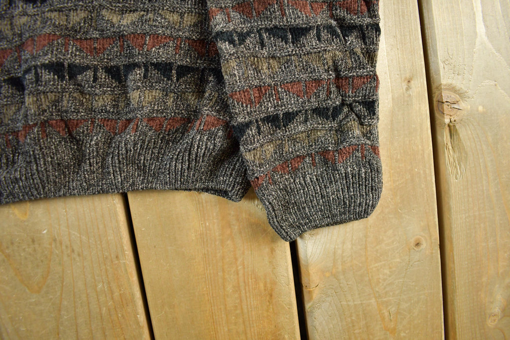 Vintage 1990s Consensus Knit Abstract Pattern Crewneck Sweater Men's Medium / 90s Crewneck / Preppy Knits