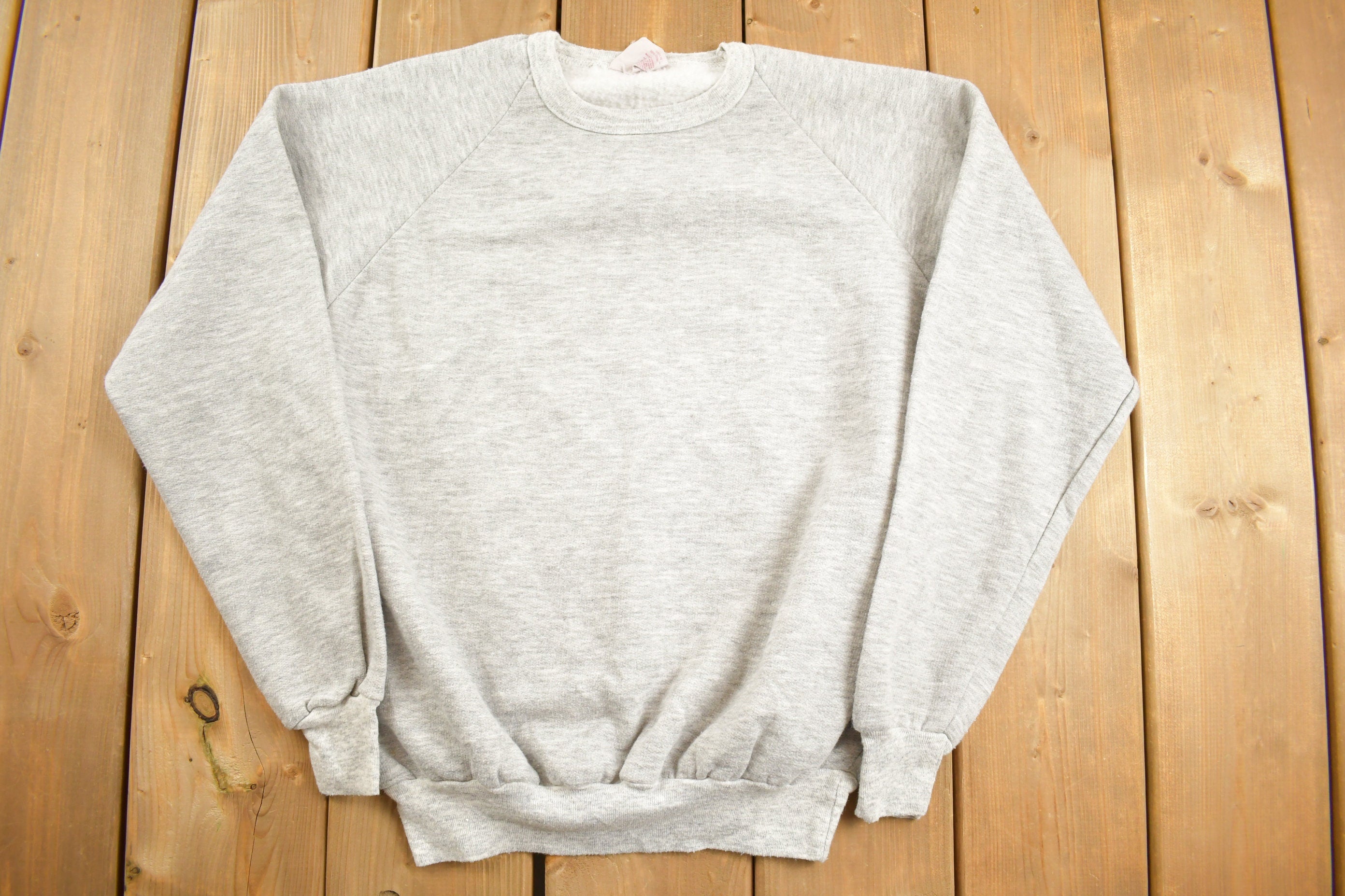 Vintage 1980s Grey World Pro Blank Crewneck Sweatshirt Size Small