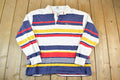 Vintage 1980s Izod Lacoste Rugby Style Quarter Button Up Striped Shirt
