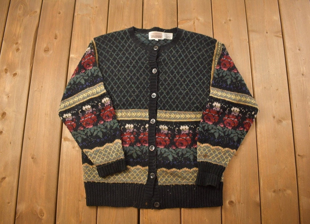 Vintage 1990s Knitted Crewneck Sweater /
