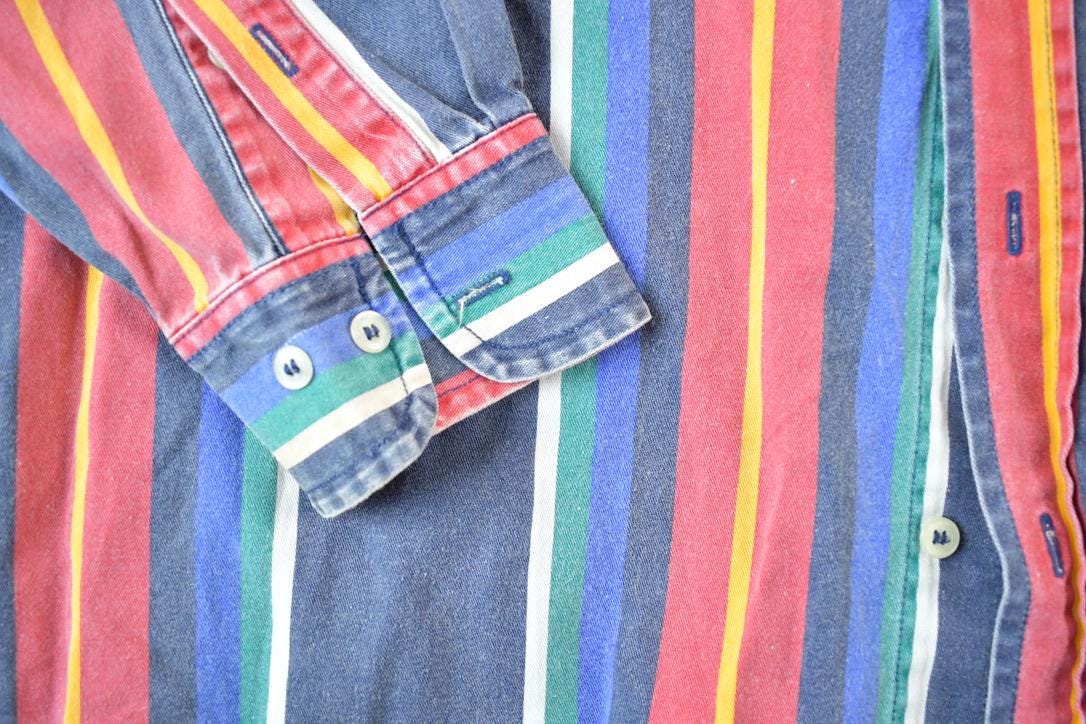 Vintage 1990's American Eagle Striped Button Up Western Shirt Made In USA
