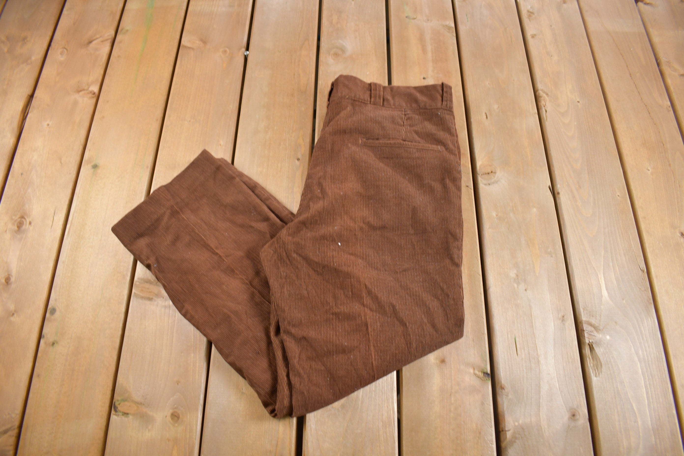 Vintage 1970s Montgomery Ward Pleated Micro Cord Trousers Size 34 x 26