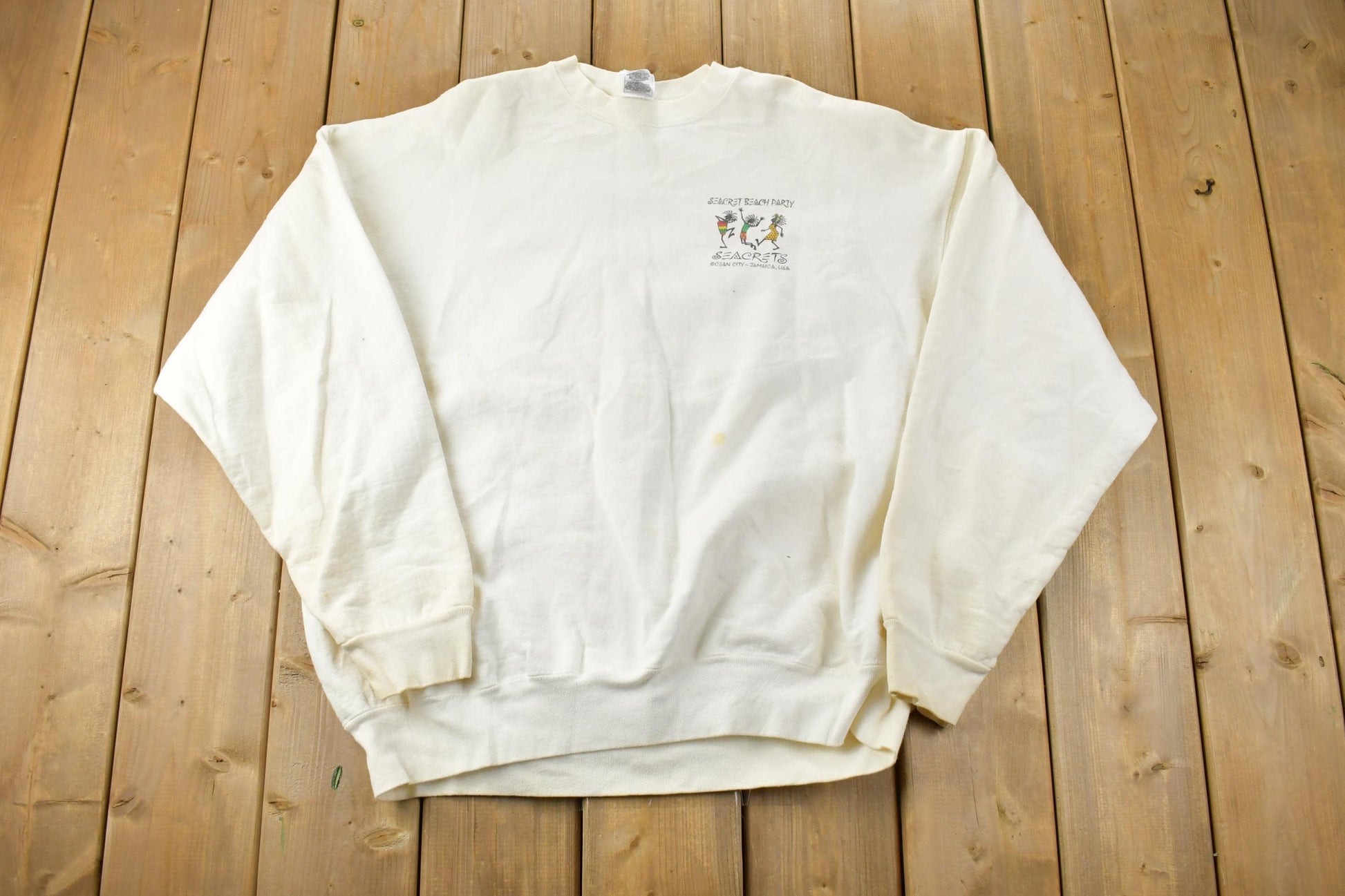 Vintage 1990s Ocean City Jamaica Seacrets Heavyweight Crewneck Sweatshirt / 90s Crewneck / Souvenir Sweater / Travel And Vacation