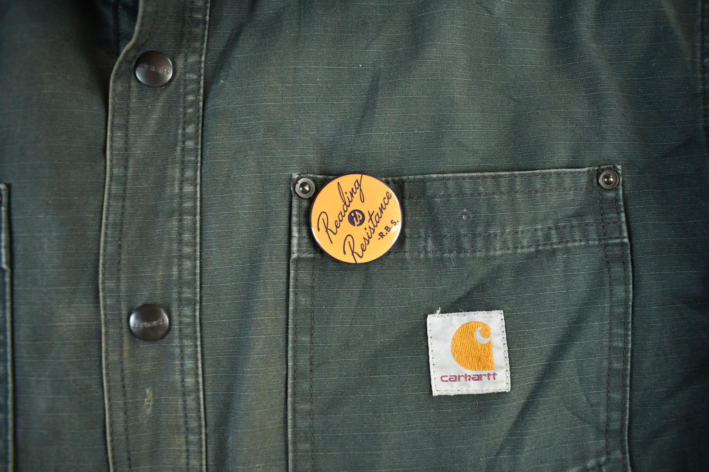 Vintage 1990s Distressed Sun Faded Carhartt Lined Shirt Jacket Men's Large