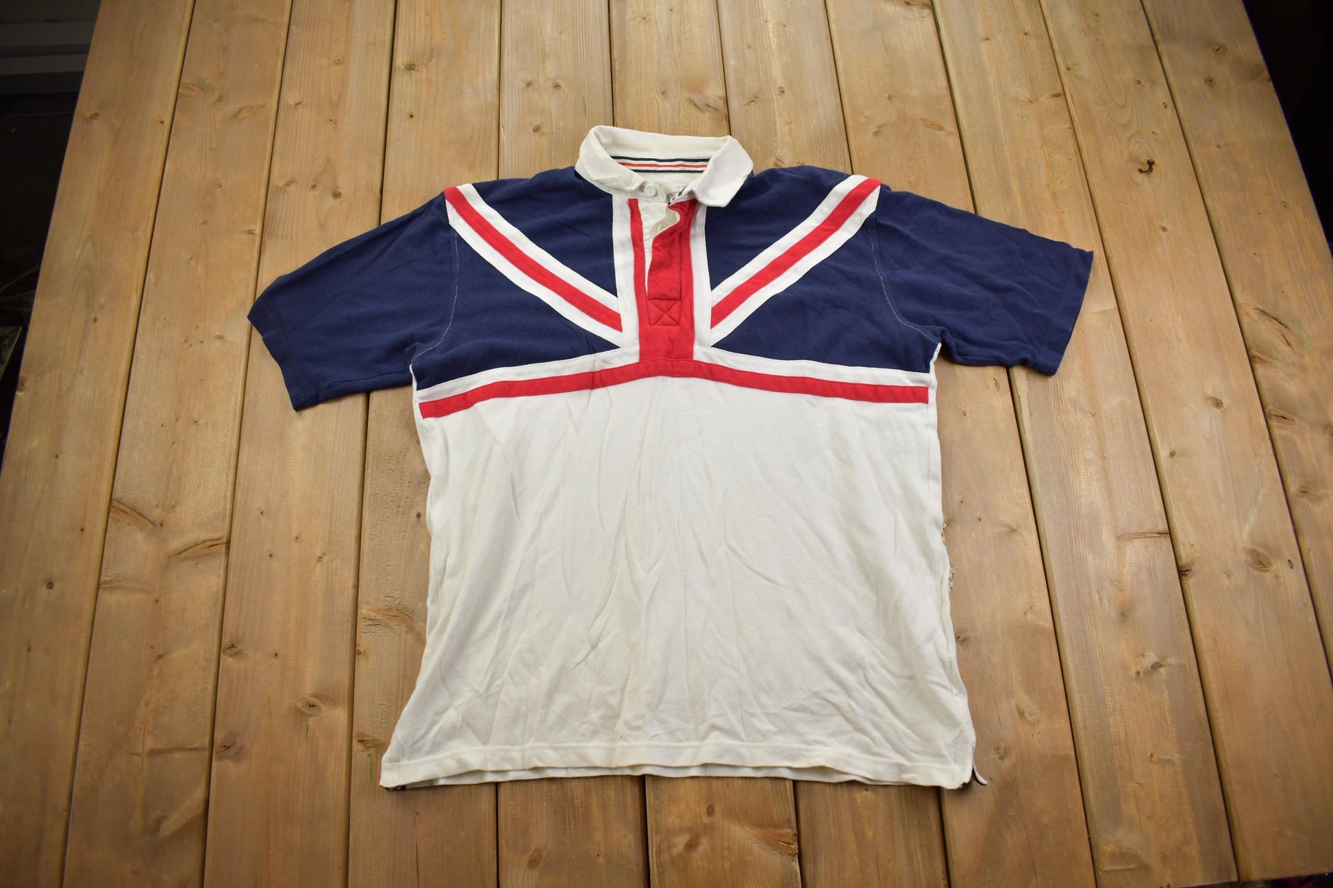 Vintage Y2K Cotton Traders Classics Union Jack Polo Shirt