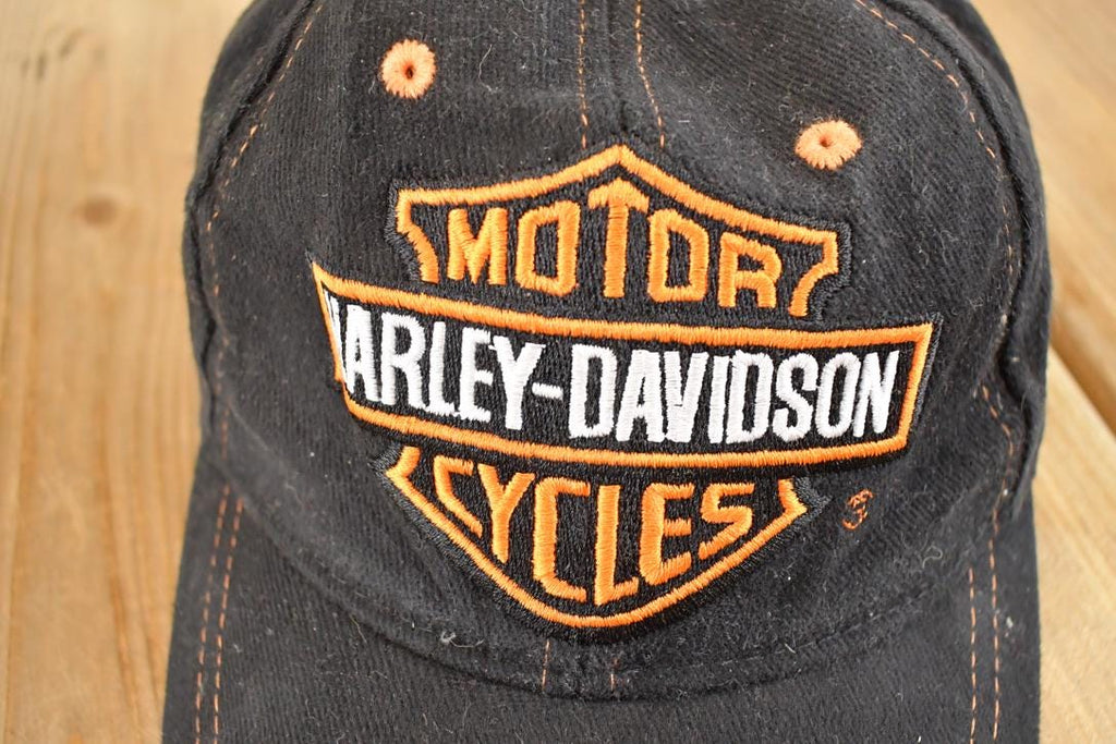 Vintage 1990s Harley Davidson Snapback Hat  90's Embroidered Motorcycle Cap