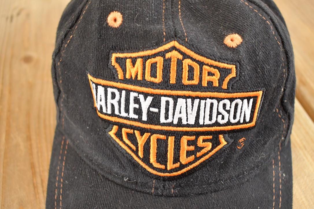 Vintage 1990s Harley Davidson Snapback Hat  90's Embroidered Motorcycle Cap