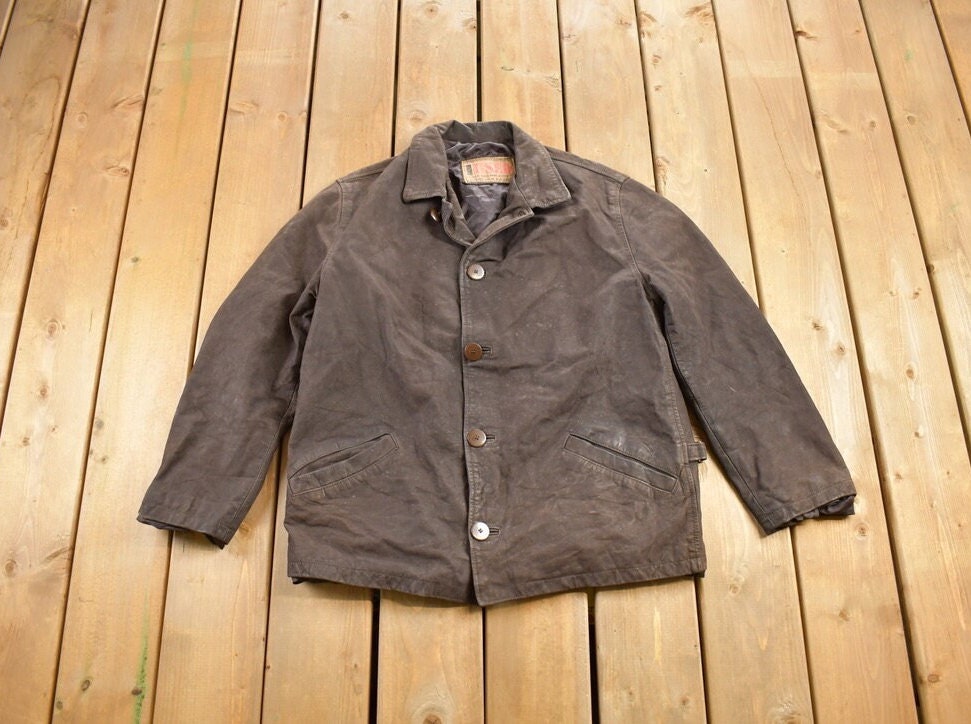 Vintage 1980s Select Clothing Waxed Leather Jacket