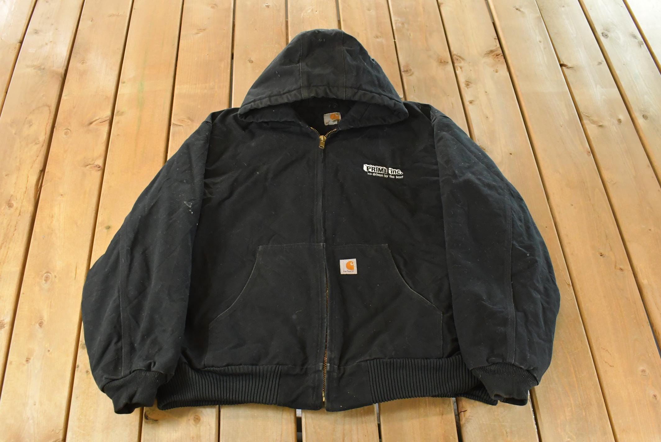 Vintage 1990s Carhartt Distressed Canvas Hooded Jacket Men's 3XL