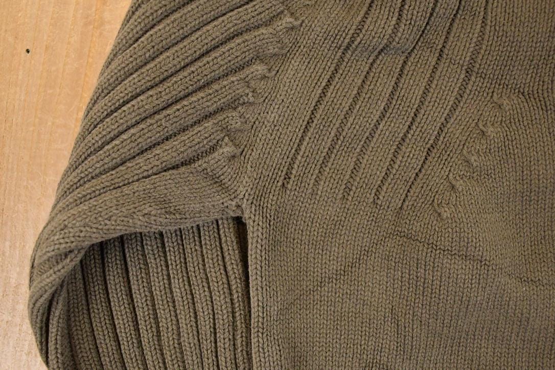 Vintage 1990s Big Smith Raw Cable Knit Crewneck Sweater Men's S