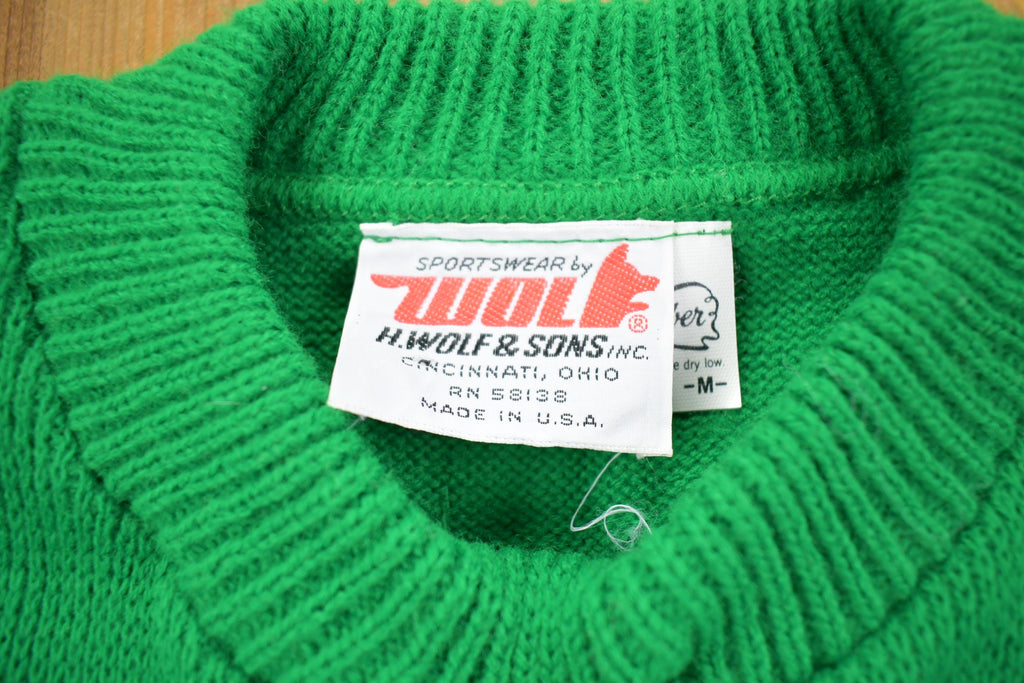 Vintage 1990s Marshall Spellout Varsity Knit Crewneck Sweater - Medium