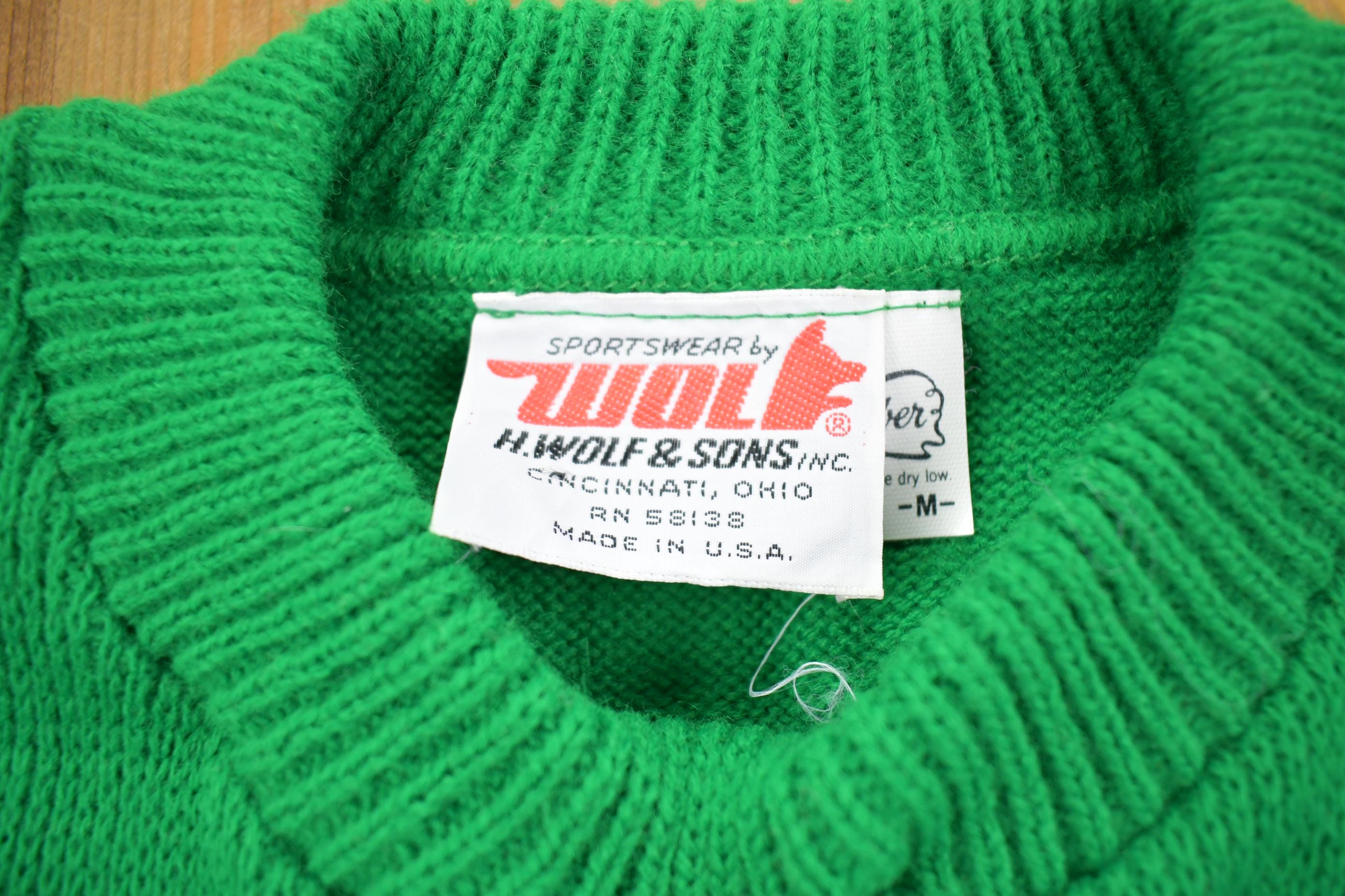 Vintage 1990s Marshall Spellout Varsity Knit Crewneck Sweater - Medium