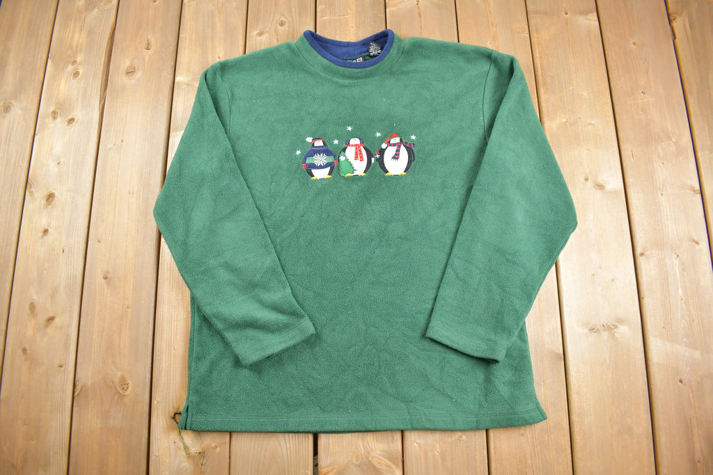 Vintage 1990s Cute Penguin Winter Theme Crewneck Sweater