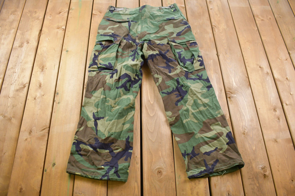 Vintage 1990s Military Woodland Camouflage Cargo Pocket Pants