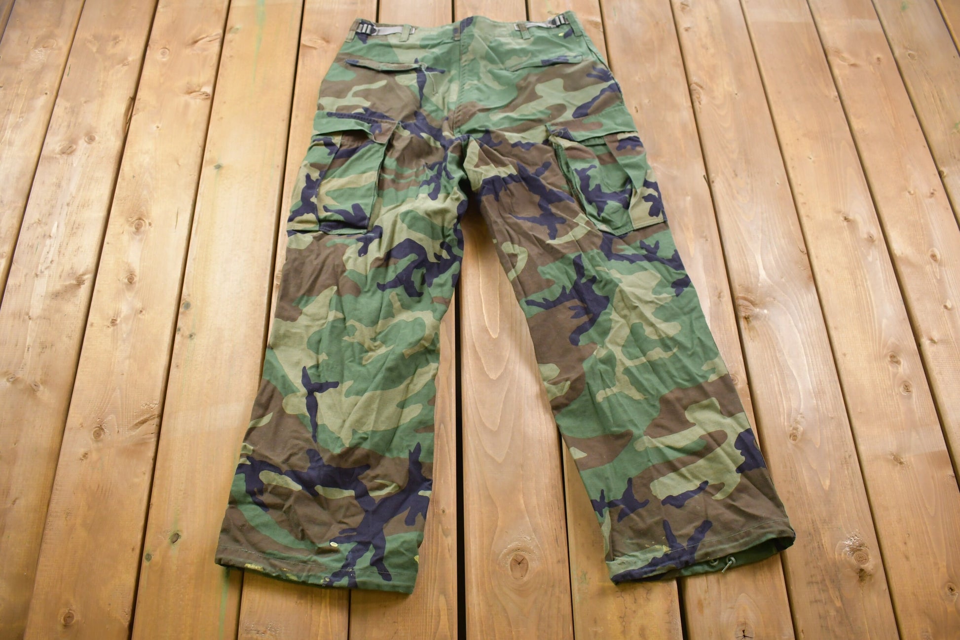 Vintage 1990s Military Woodland Camouflage Cargo Pocket Pants