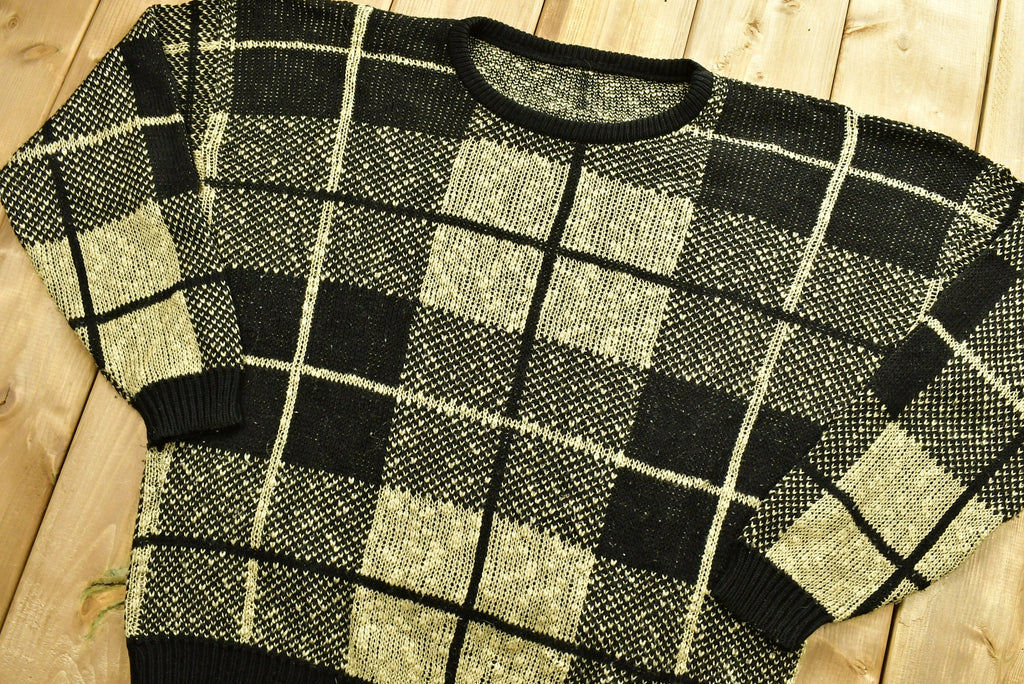 Vintage 90's Plaid Graphic Knitted Sweater