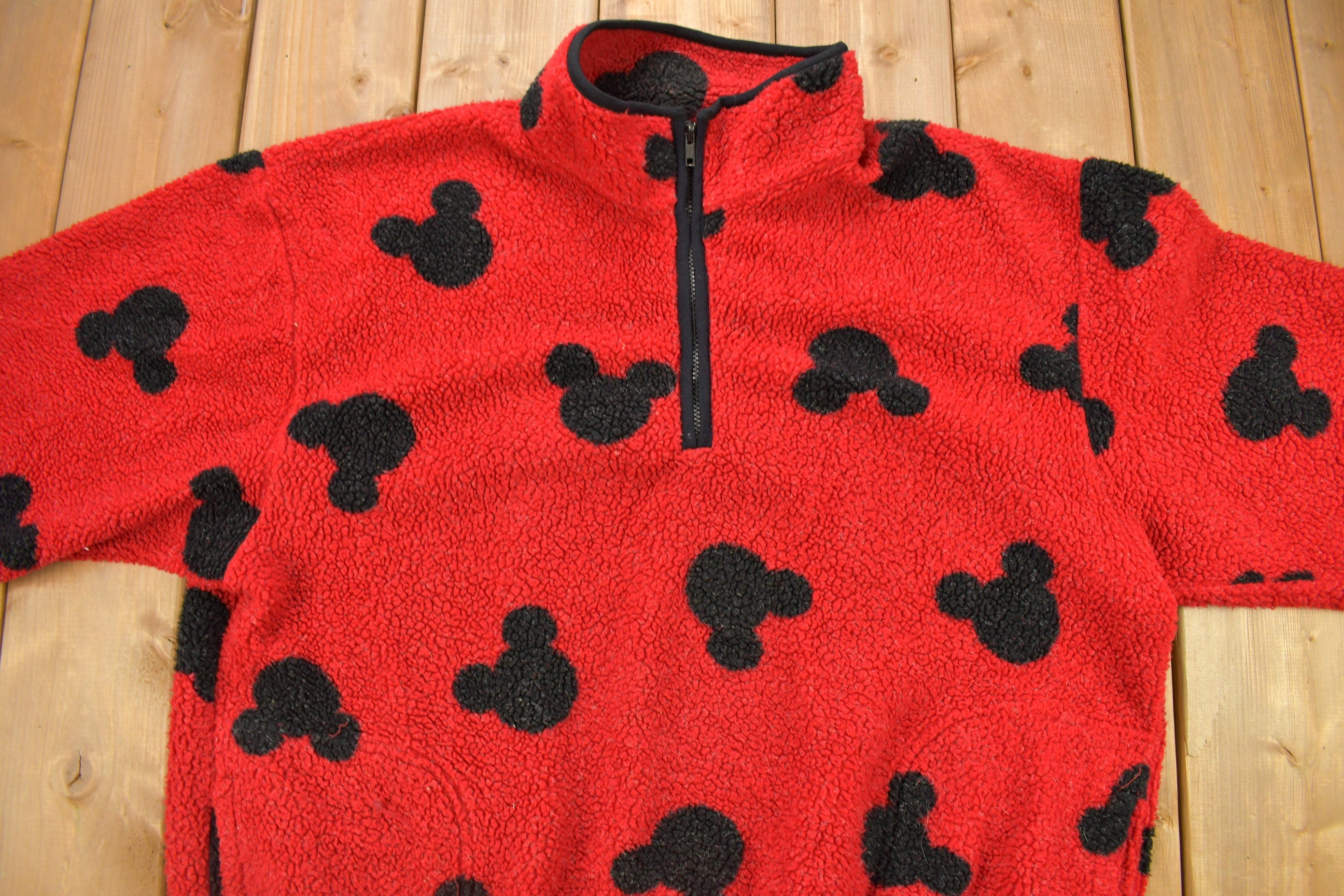 Vintage 1990s Mickey Mouse All Over Print Fleece Sweater
