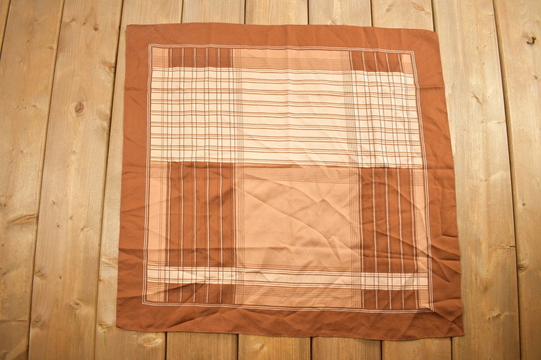 Vintage 1980s Geometric Abstract Plaid Pattern Scarf