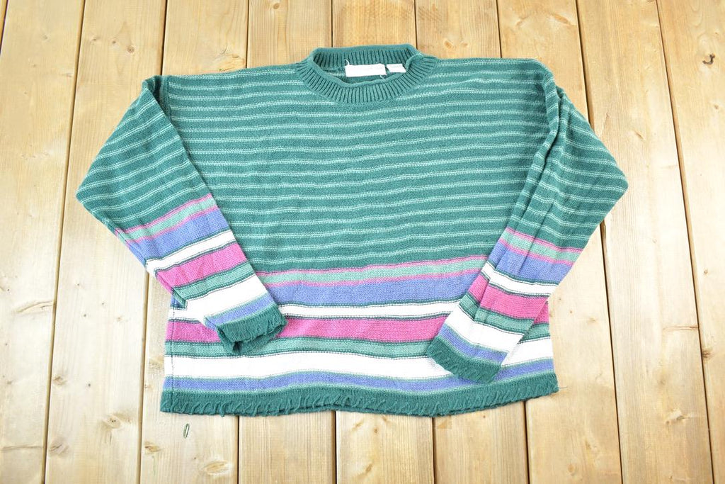 Vintage 1990s Paris Sport Club Knit Abstract Pattern Crewneck Sweater Womens M