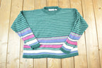 Vintage 1990s Paris Sport Club Knit Abstract Pattern Crewneck Sweater Womens M
