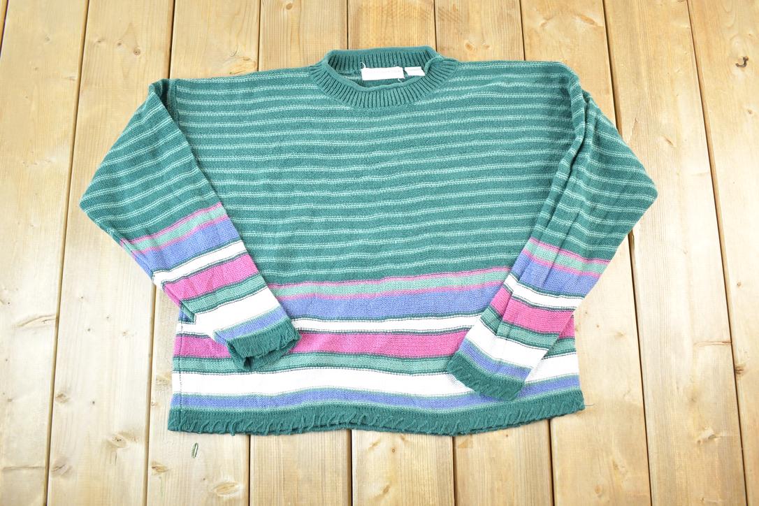 Vintage 1990s Paris Sport Club Knit Abstract Pattern Crewneck Sweater Womens M