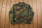 Vintage 1990s Military Woodland Camouflage Cold Weather Field Jacket
