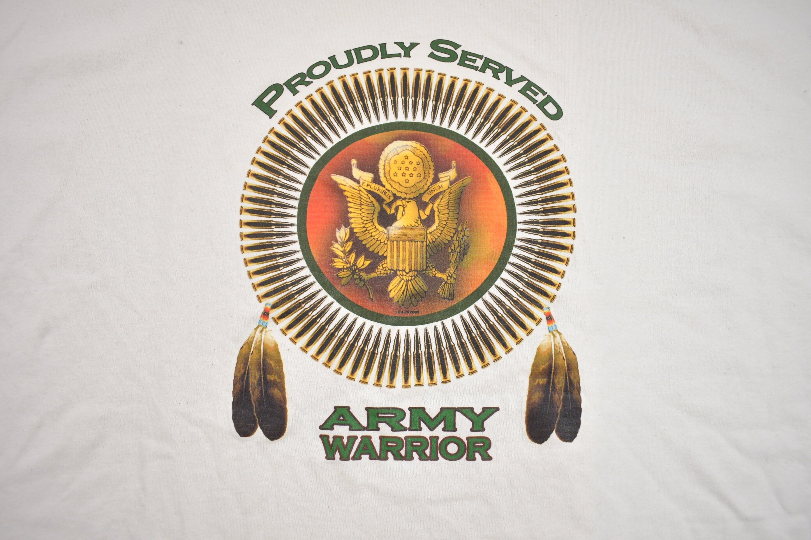 Vintage 1990s Veteran Army Warrior Graphic T Shirt