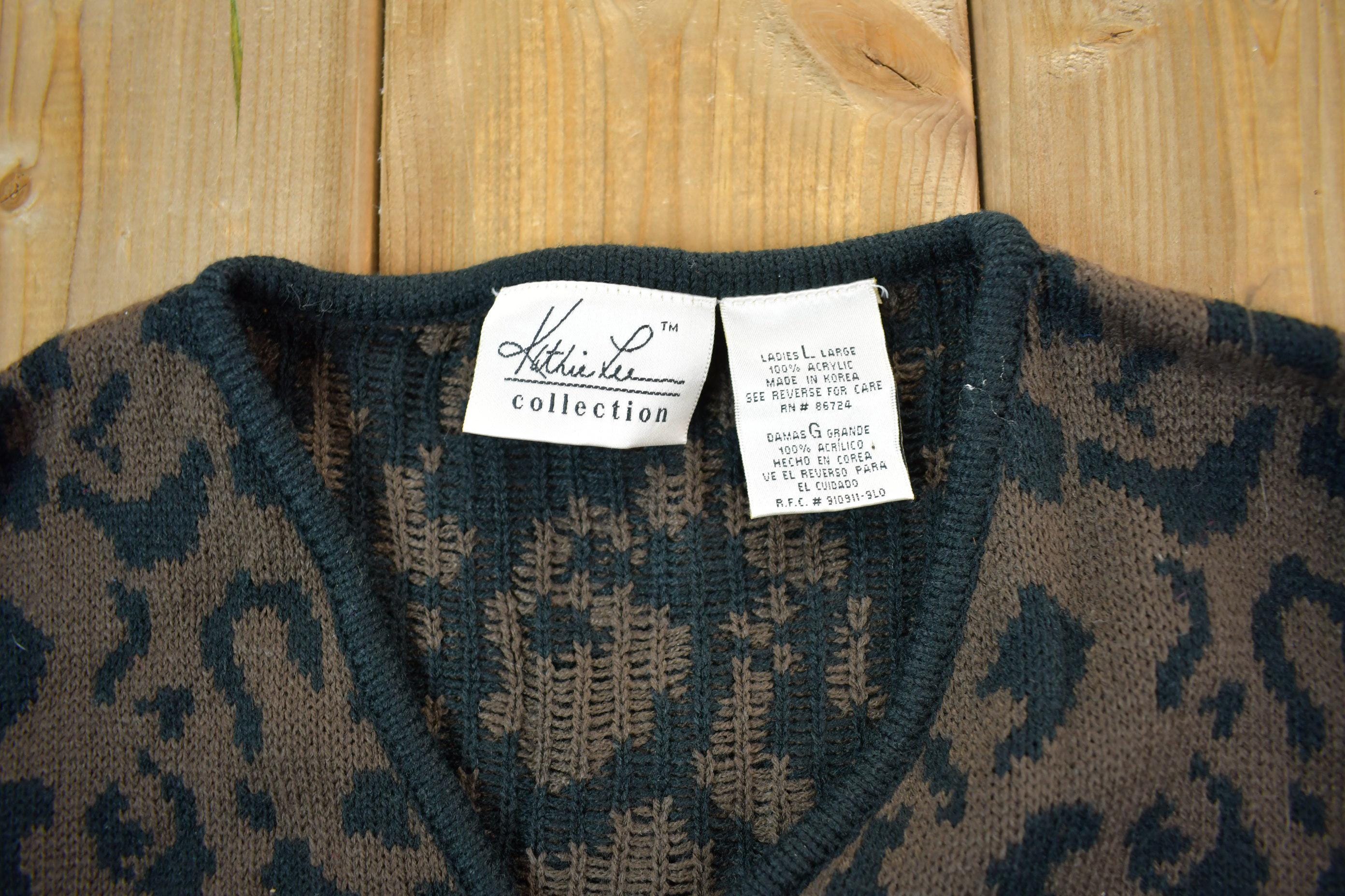 Vintage 1990s Animal pattern V-neck Sweatshirt