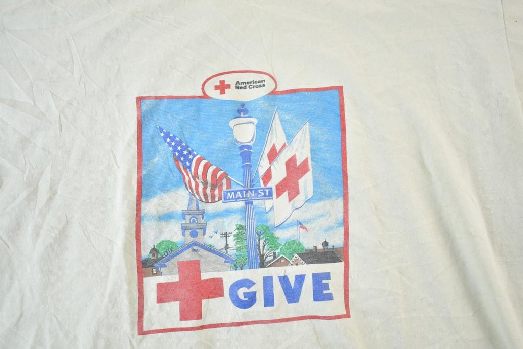 Vintage 1990s American Red Cross Give Blood Souvenir Single Stitch Graphic Print T-Shirt Made In USA