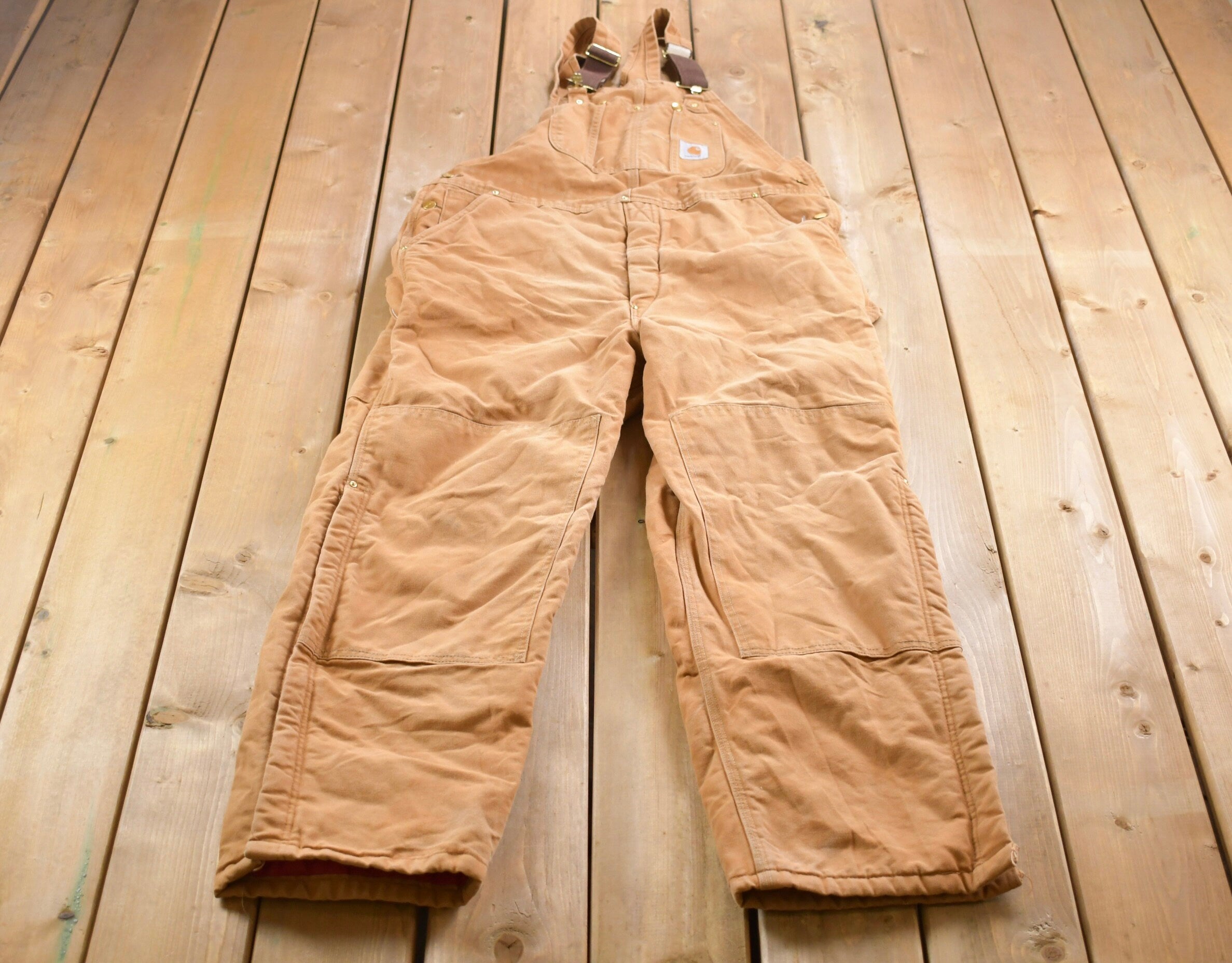 Vintage 1990s Carhartt Double Knee Canvas Overalls Size 42 Large