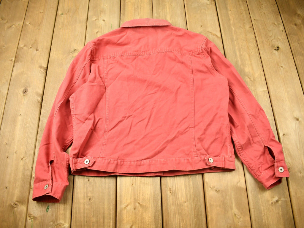 Vintage 1990s Eddie Bauer Red Denim Jean Jacket