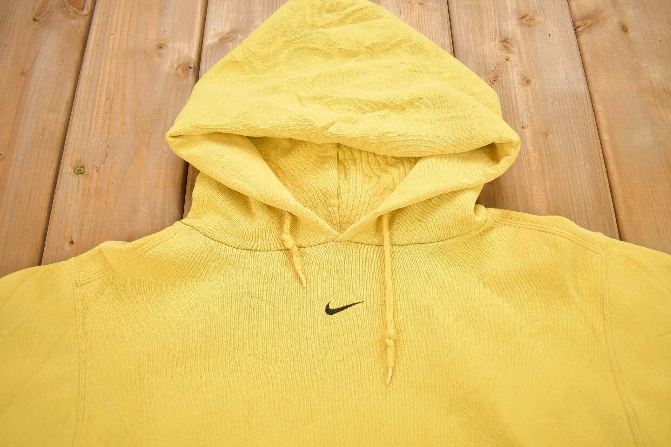 Vintage 1990s Yellow Nike Center Swoosh Hoodie