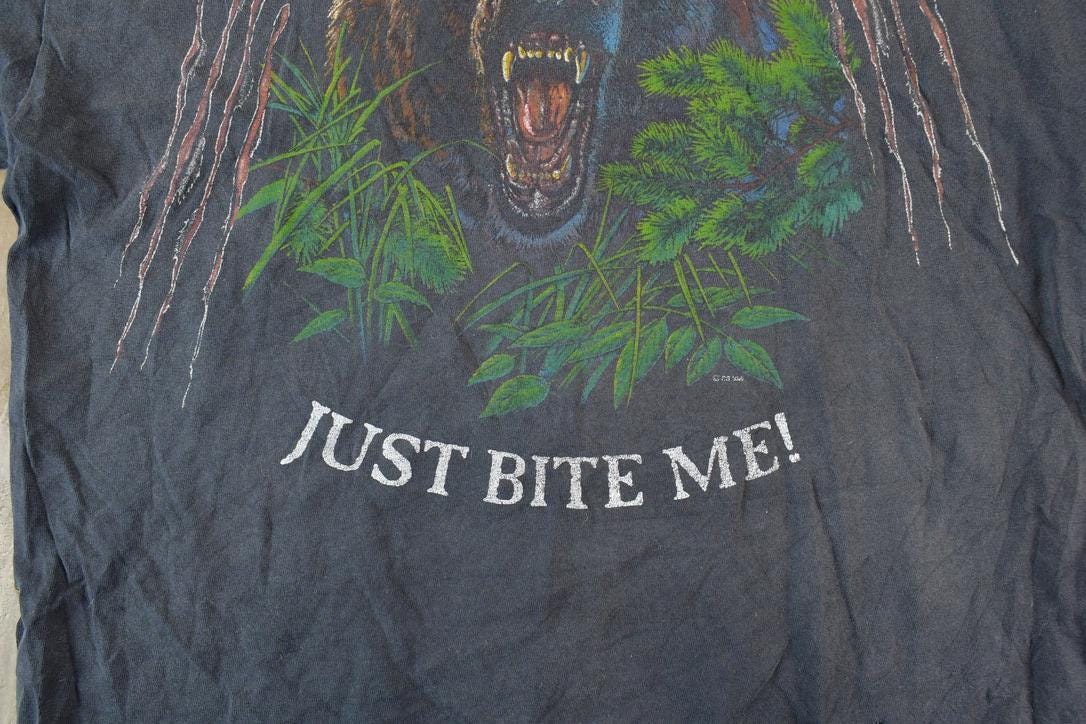 Vintage 1990s Just Bite Me Montana Bears Outdoors T-Shirt