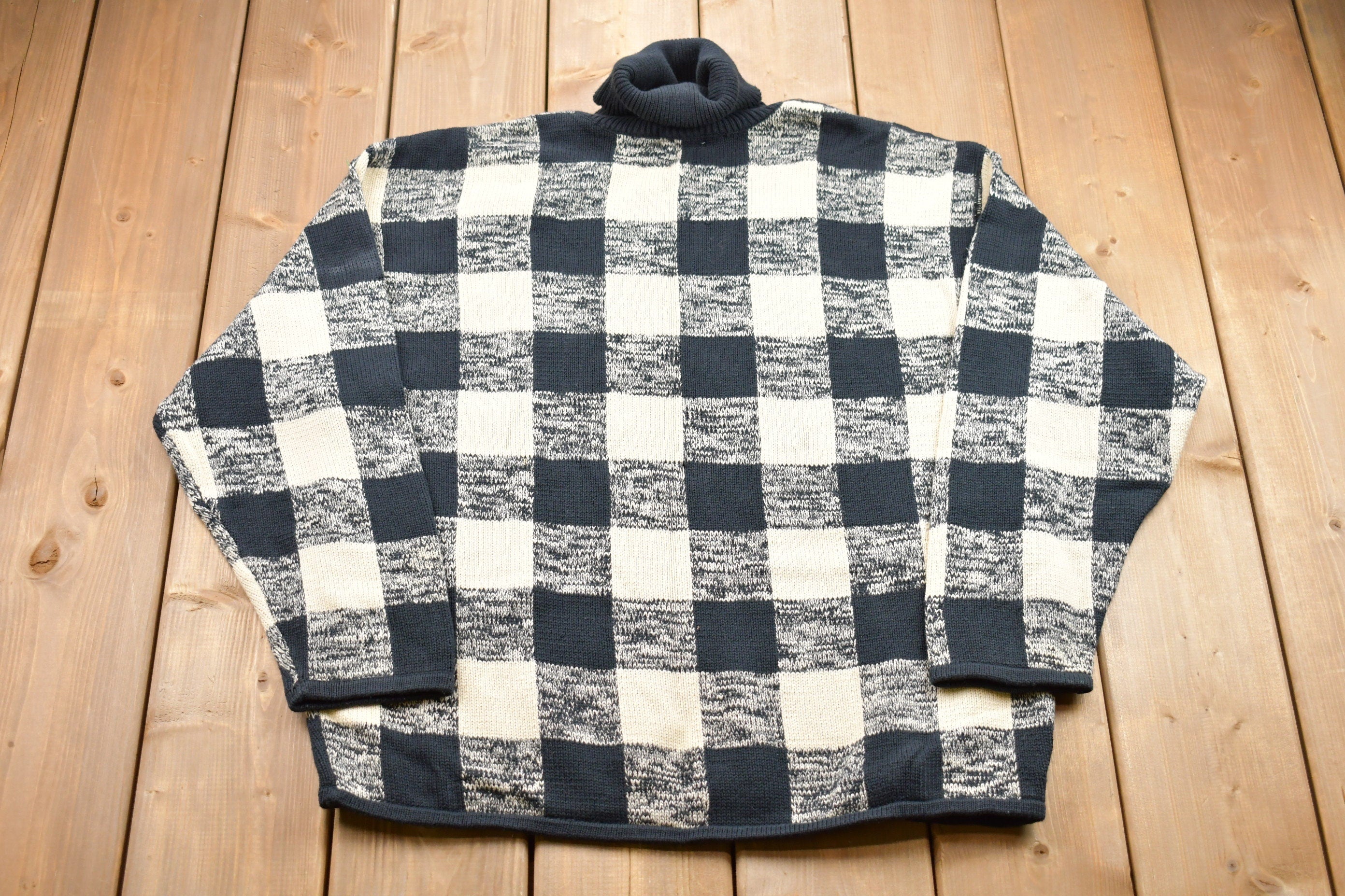 Vintage 1980s Et Vou Plaid Knitted Sweater