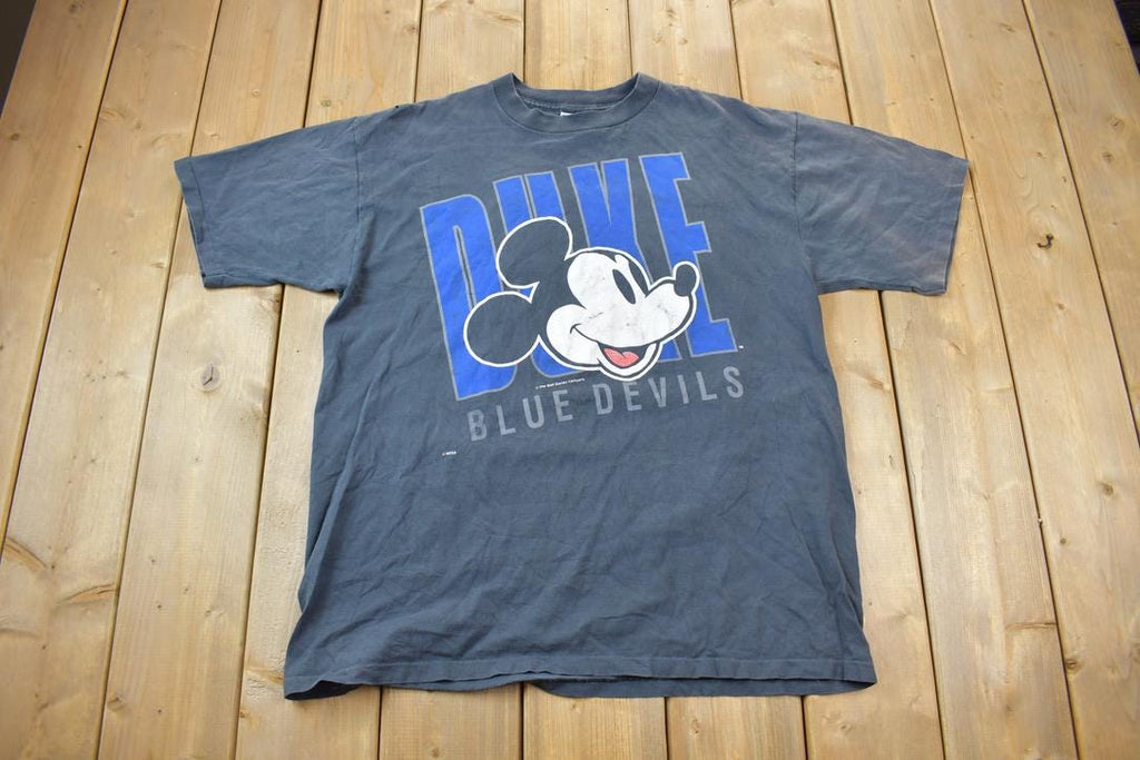 Vintage 1990s Duke University Blue Devils Mickey Mouse Collegiate Graphic T-Shirt