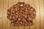 Vintage 1990s Christopher & Banks Women's Floral Falling Leaves Button Up Shirt