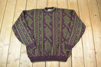 Vintage 1990s The Mens Store Knit Abstract Pattern Crewneck Sweater Made In USA