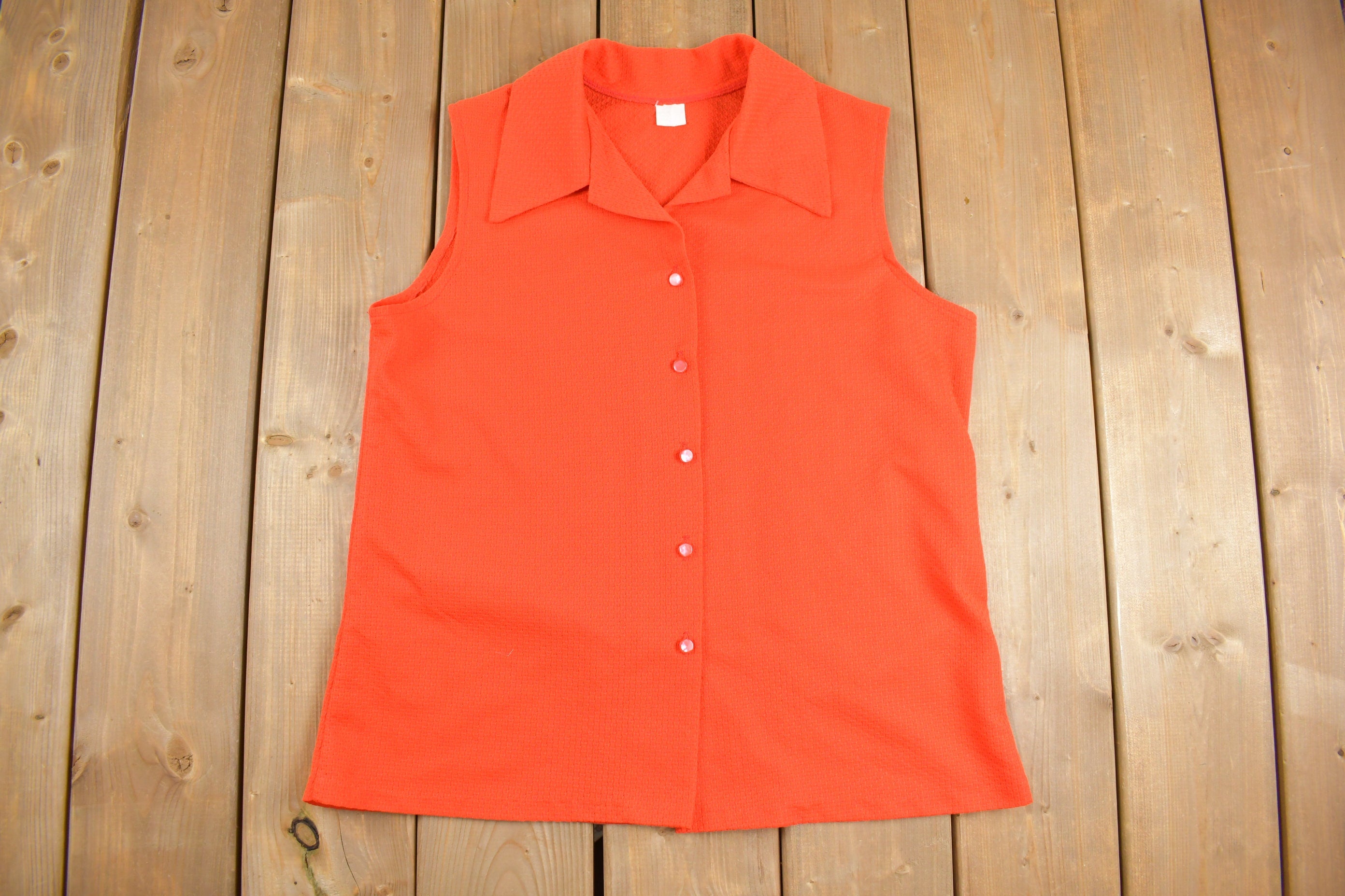 Vintage 1970s Sleeveless Button Up Shirt