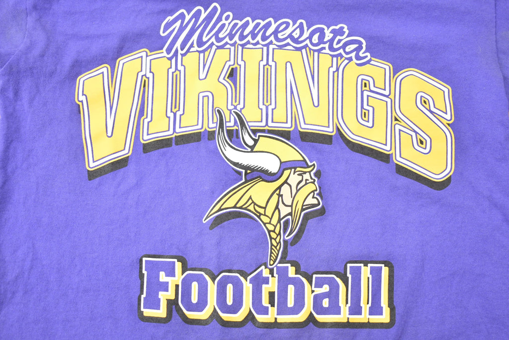 Vintage 1990s Minnesota Vikings V Neck Ringer NFL Graphic T-Shirt