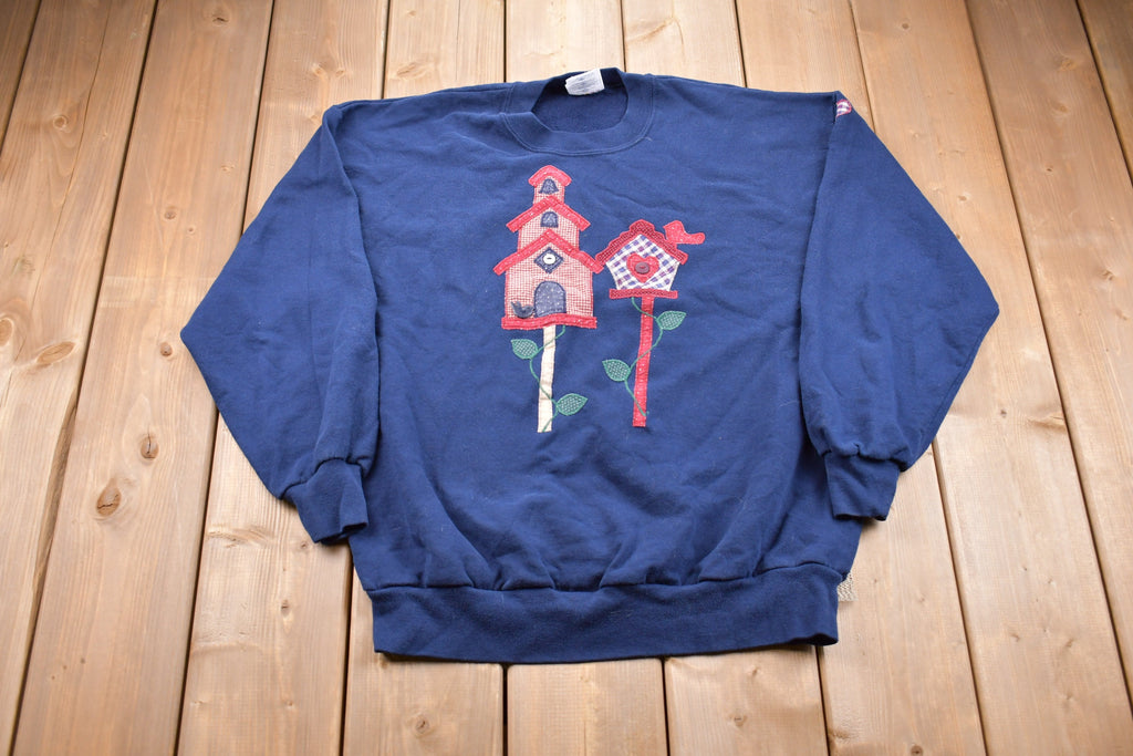 Vintage 1990s Birdhouse Graphic Embroidered Crewneck Sweatshirt