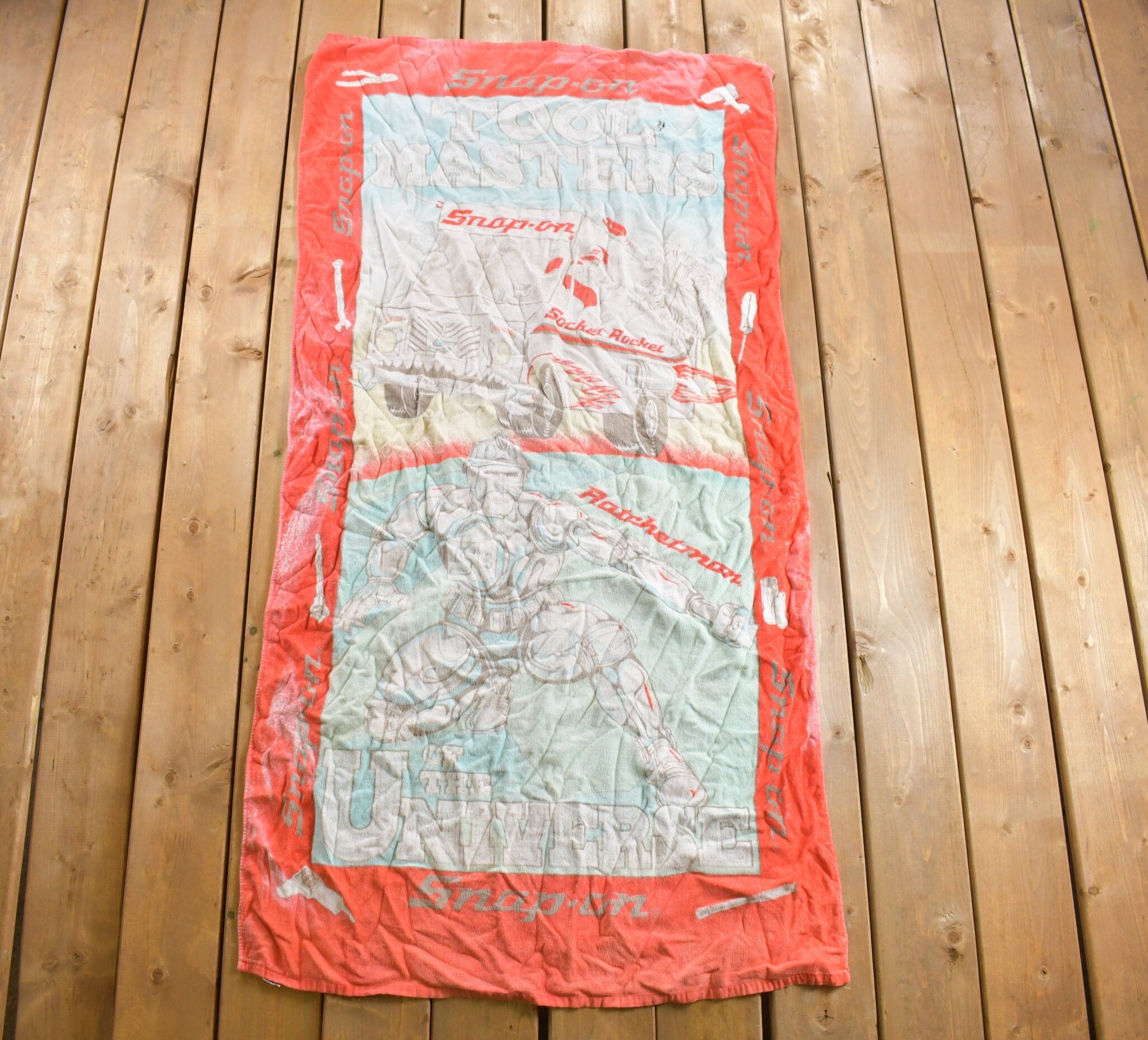 Vintage 1980s Snap On Tool Masters Of The Universe Graphic Beach Towel /