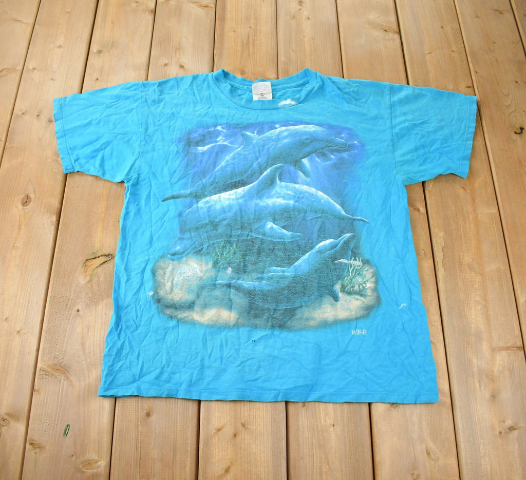 Vintage 1990s Swimming Dolphins Theme Single Stitch Graphic T-Shirt Made In USA